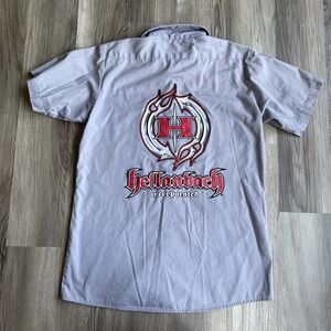 Vintage Y2K Hellanbach Incorporated Work Shirt M Gray Short Sleeve Button Up